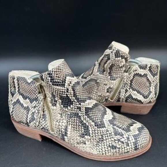 NEW Gianni Bini Snakeskin Snake Print Leather Zip Side Ankle Boots Booties Size - Picture 1 of 13
